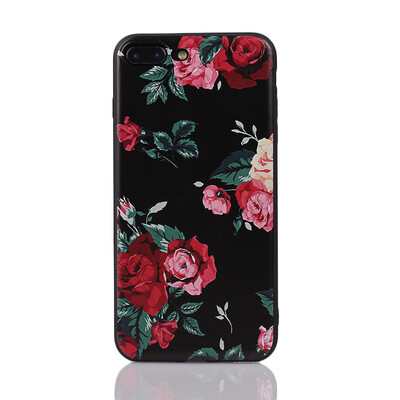Retro Peony Red Rose Lily Case For iPhone 7 6 6s Plus 3D Relief Painted Flowers Soft TPU Cover Back Case For iPhone 6 7 6s