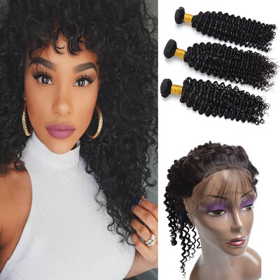 360 Lace Frontal With Bundle Malaysian Curly Hair Deep Wave 360 Lace Virgin Hair With 3 Bundles Human Hair Weaves With Frontal
360 Lace Frontal With Bundle Malaysian Curly Hair Deep Wave 360 Lace Virgin Hair With 3 Bundles Human Hair Weaves With Frontal