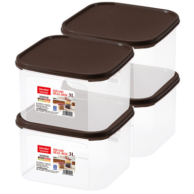 JEKO&JEKO plastic storage box storage box refrigerator storage crisper 3L 4 Pack moisture-proof kit square seal box brown SWB-5442