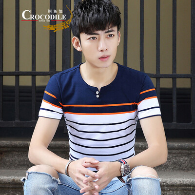 Crocodile T-Shirt Men's Short Sleeve T-Shirt Summer V-neck Fashion Casual Striped Dress DT006 Blue Under White
Crocodile T-Shirt Men's Short Sleeve T-Shirt Summer V-neck Fashion Casual Striped Dress DT006 Blue Under White