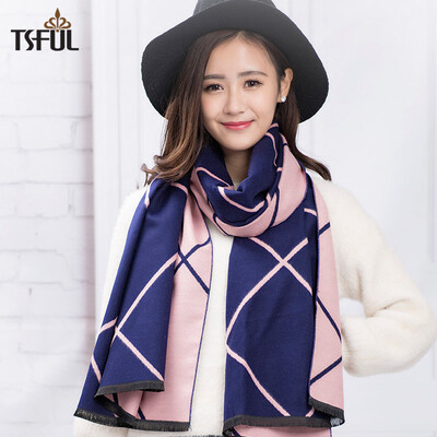 Tsful TS620WJ scarf female winter long warm air conditioning shawl winter thick dual-use cashmere wild stripes Korean fashion scarf large oblique treasure blue powder
Tsful TS620WJ scarf female winter long warm air conditioning shawl winter thick dual-use cashmere wild stripes Korean fashion scarf large oblique treasure blue powder