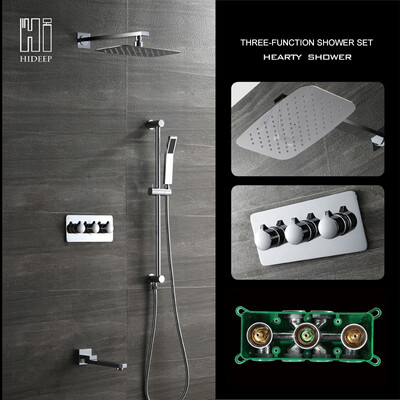 HIDEEP Luxury Bathroom Wall Mounted Rain Shower Faucet Set with Chrome polished finishing
HIDEEP Luxury Bathroom Wall Mounted Rain Shower Faucet Set with Chrome polished finishing