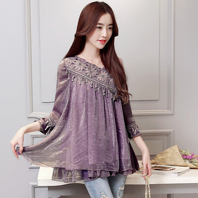 A pond morning 2017 autumn chiffon shirt female long sleeve A version of high waist was thin lace bottoming shirt S71R0698A609M lavender
A pond morning 2017 autumn chiffon shirt female long sleeve A version of high waist was thin lace bottoming shirt S71R0698A609M lavender
