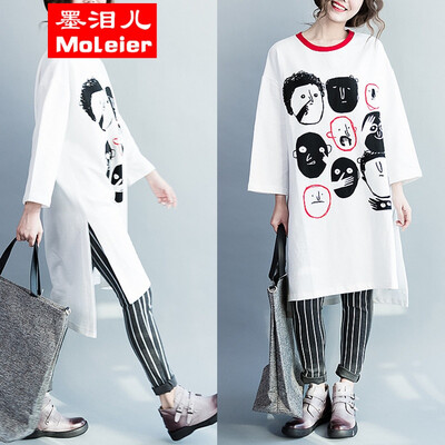 Literature and art large - size women's wear - thin cotton - head printed long T-shirt
Literature and art large - size women's wear - thin cotton - head printed long T-shirt