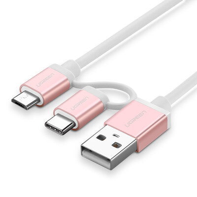 UGREEN Micro USB Type-C Two-in-One Charging Cable for Huawei P9Xiaomivivooppo 30543 1M Rose Gold
UGREEN Micro USB Type-C Two-in-One Charging Cable for Huawei P9Xiaomivivooppo 30543 1M Rose Gold