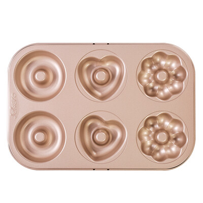 Jiekaiuo Jekero baking tools golden non-stick cake mold heart-shaped pattern round donut mold baking six mold
Jiekaiuo Jekero baking tools golden non-stick cake mold heart-shaped pattern round donut mold baking six mold