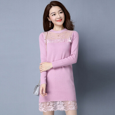A pond morning 2017 autumn and winter knitted dress in the long section of the Slim was thin sexy lace long sleeves neck skirt female S65H0005A26M pink
A pond morning 2017 autumn and winter knitted dress in the long section of the Slim was thin sexy lace long sleeves neck skirt female S65H0005A26M pink