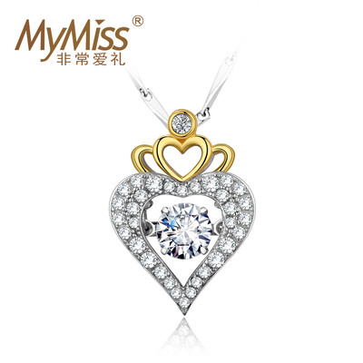 Mymiss Inlaid Swarovski Zirconia Crown 18k Gold Crown Love Pendant Necklace Women's Clavicle Silver
Mymiss Inlaid Swarovski Zirconia Crown 18k Gold Crown Love Pendant Necklace Women's Clavicle Silver
