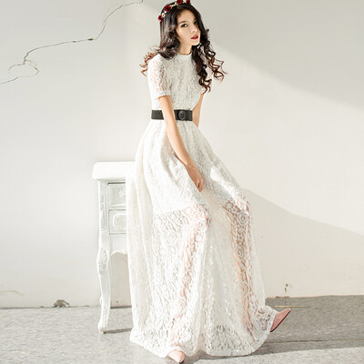 Weijia 2017 summer new lace dress skirt high waist Slim short sleeve temperament retro hollow dress
Weijia 2017 summer new lace dress skirt high waist Slim short sleeve temperament retro hollow dress