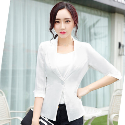Women Linen Half Sleeve Blaser 2017 New Elegant Casual Candy Color Single Button Plus Size Work Blazer Office Jacket Pink/White
Women Linen Half Sleeve Blaser 2017 New Elegant Casual Candy Color Single Button Plus Size Work Blazer Office Jacket Pink/White