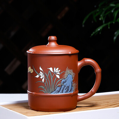 Ming pot edge Zisha Cup Yixing all handmade Zhu mud color mud painted cover cup 510ml
Ming pot edge Zisha Cup Yixing all handmade Zhu mud color mud painted cover cup 510ml