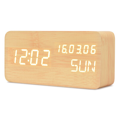 LED Digital Alarm Clock Wooden Voice Control Table Clock Calendar Week LED Display Desk Clock USB Power Travel Clock
LED Digital Alarm Clock Wooden Voice Control Table Clock Calendar Week LED Display Desk Clock USB Power Travel Clock