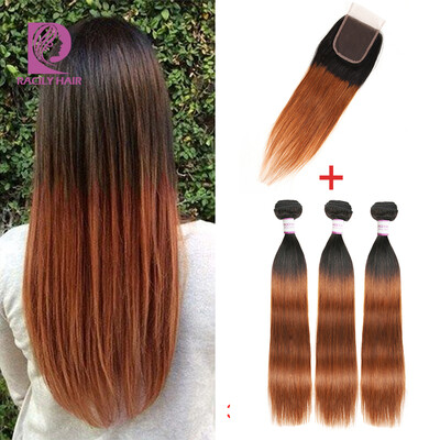 1B/30 Ombre Brazilian Hair Straight 3 Bundles with Closure Dark Brown Silky Straight Virgin Human Hair Free Middle Three Part
1B/30 Ombre Brazilian Hair Straight 3 Bundles with Closure Dark Brown Silky Straight Virgin Human Hair Free Middle Three Part