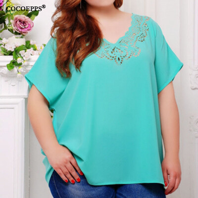 COCOEPPS Chiffon Casual Lace Summer Tops Big size 2017 Solid Short Sleeve V-Neck Plus Size Women Blouse Feminine Clothing L-6XL
COCOEPPS Chiffon Casual Lace Summer Tops Big size 2017 Solid Short Sleeve V-Neck Plus Size Women Blouse Feminine Clothing L-6XL