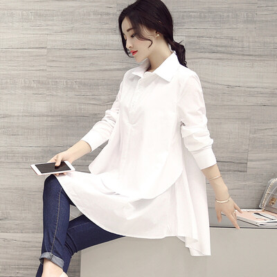 Fort Sheng 2017 new women autumn solid color commuter lapel long sleeves loose pleated cotton shirt Slim simple elegance yzLWQY3732 white L
Fort Sheng 2017 new women autumn solid color commuter lapel long sleeves loose pleated cotton shirt Slim simple elegance yzLWQY3732 white L