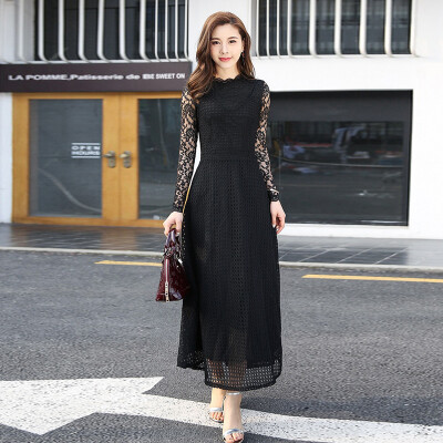 Fort Sheng 2017 new women's autumn dress skirt fashion solid color hook flower hollow temperament elegant Slim long section dress yzSWG1791 black
Fort Sheng 2017 new women's autumn dress skirt fashion solid color hook flower hollow temperament elegant Slim long section dress yzSWG1791 black