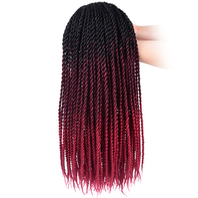 Synthetic Mambo Twist Crochet Hair 5Pcs/Lot 24“(Black-Sky Blue)