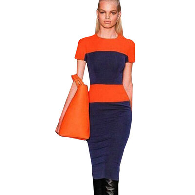 Lovaru ™New 2015 fashion new dress with short sleeves Simple fashion stitching color pencil women's dress
Lovaru ™New 2015 fashion new dress with short sleeves Simple fashion stitching color pencil women's dress