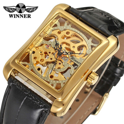 Winner Brand Watches Men Mechanical Watches Male Golden Skeleton Rectangle Dial Artificial Leather Wristwatches
Winner Brand Watches Men Mechanical Watches Male Golden Skeleton Rectangle Dial Artificial Leather Wristwatches