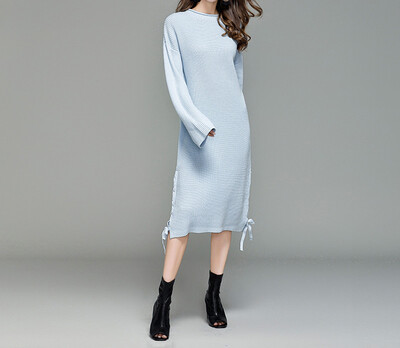 2017 autumn and winter new loose knit dress long sweater long sleeves sweater skirt