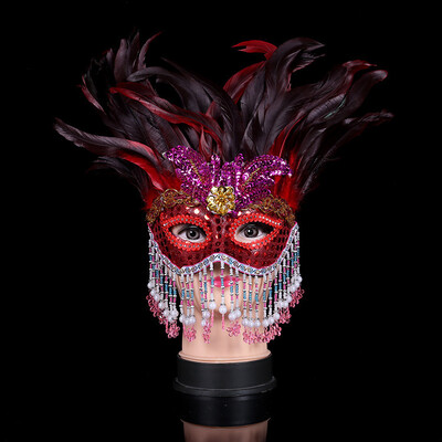 Halloween Festival Party Lady Feather Mask Color Bright Cloth Crystal Hanging Beads Veil Masquerade
Halloween Festival Party Lady Feather Mask Color Bright Cloth Crystal Hanging Beads Veil Masquerade