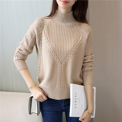 2017 autumn and winter women's semi-high-necked sweater twist triangle sleeves sleeves loose sweater
2017 autumn and winter women's semi-high-necked sweater twist triangle sleeves sleeves loose sweater