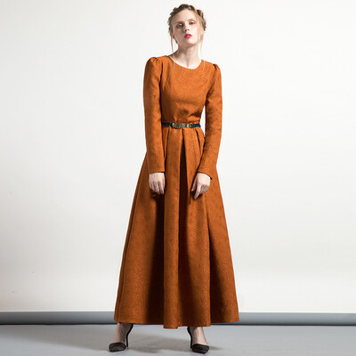 DF · RS Long-sleeved autumn&winter long-sleeved dress European&American style yellow round neck waist waist dress temper
DF · RS Long-sleeved autumn&winter long-sleeved dress European&American style yellow round neck waist waist dress temper