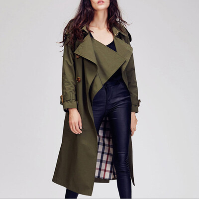 2017 autumn new women lapel fashion double-breasted windbreaker loose knee extended long coat
2017 autumn new women lapel fashion double-breasted windbreaker loose knee extended long coat