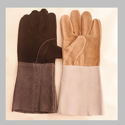Cow split suede leather long gloves welding gloves