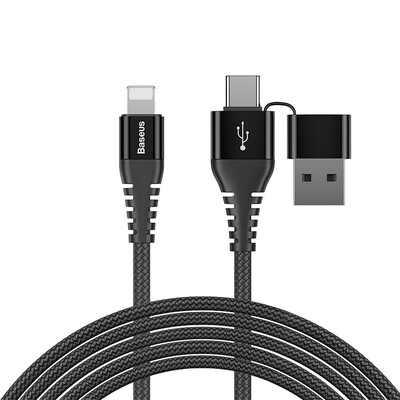 Baseus Apple Android two-in-one data cable Type-c phone charging cable for iPhone6S / 7/8 / x Plus millet Huawei 3A 1 m black
Baseus Apple Android two-in-one data cable Type-c phone charging cable for iPhone6S / 7/8 / x Plus millet Huawei 3A 1 m black