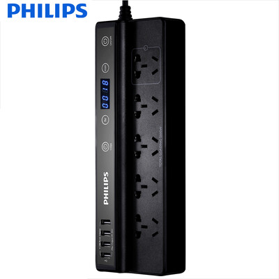 Philips PHILIPS 5 holes 3 meters plug 4A fast charge 4USB intelligent timer socket digital display plug-in board touch switch wiring board high-grade row plug
Philips PHILIPS 5 holes 3 meters plug 4A fast charge 4USB intelligent timer socket digital display plug-in board touch switch wiring board high-grade row plug