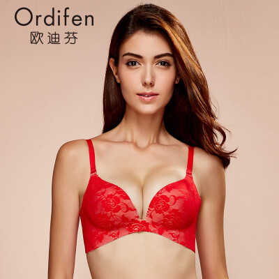 Ou Difen gathers no steel ring gathered bra one piece sexy underwear ladies lace small bra XB6549 orange red 75A
Ou Difen gathers no steel ring gathered bra one piece sexy underwear ladies lace small bra XB6549 orange red 75A