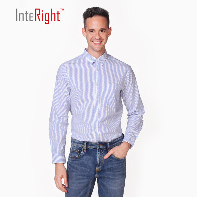 INTERIGHT mens striped casual shirt
