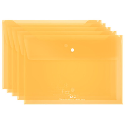 Fizz 5 Pack Thick double-layer transparent file bag snap file bag office supplies orange A6281
Fizz 5 Pack Thick double-layer transparent file bag snap file bag office supplies orange A6281