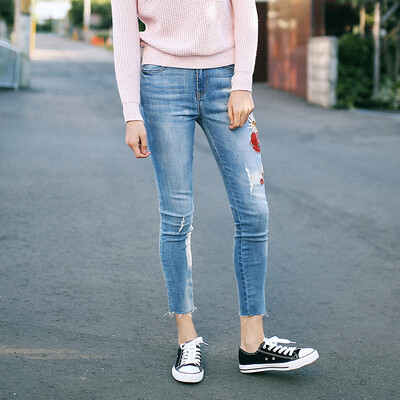 And with pure Raincun N2319 embroidered jeans female nine pants tight elastic edge pencil pants blue 26
And with pure Raincun N2319 embroidered jeans female nine pants tight elastic edge pencil pants blue 26