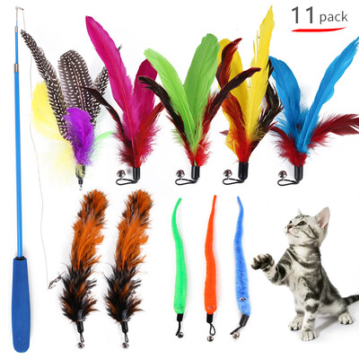 Cat Feather Toy Interactive Feather Teaser Toy Retractable Cat Toys Wand 11 PCS
Cat Feather Toy Interactive Feather Teaser Toy Retractable Cat Toys Wand 11 PCS