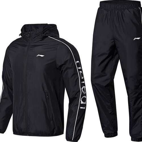 李宁 LI-NING  训练系列 男 梭织运动套装AACN005-1 标准黑 L