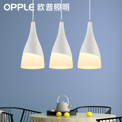 欧普照明（OPPLE）LED吊灯餐厅灯具三头吸顶餐吊灯饰 现代简约创意吧台 美人吟