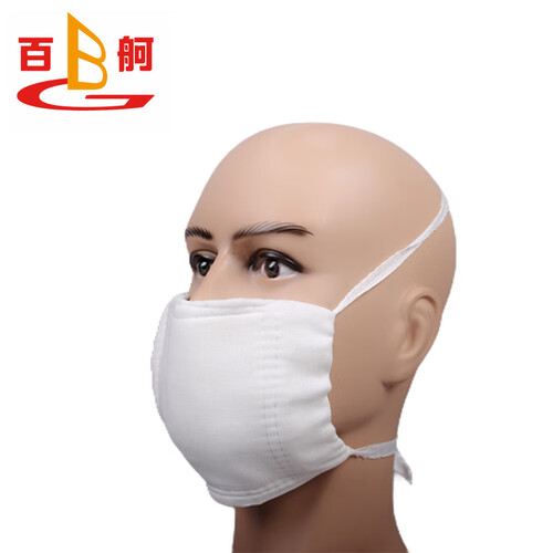 百舸 棉纱布口罩 消毒纱布加厚防尘工业棉口罩劳保用品口罩病菌可清洗舒适 8层面纱口罩10只装
