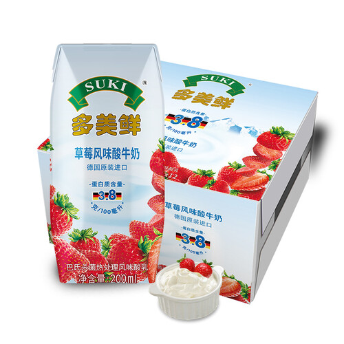 京东超市多美鲜 SUKI 草莓风味酸牛奶200ml*12