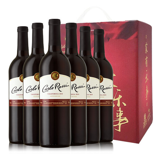 京东超市美国原瓶进口 加州乐事柔顺系列半干红葡萄酒 750ml*6 整箱装