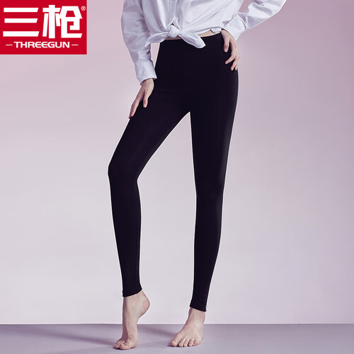 三枪（THREEGUN）打底裤女秋冬新品绵柔修身弹力高腰休闲外穿保暖女士打底裤 黑 160/85(M)