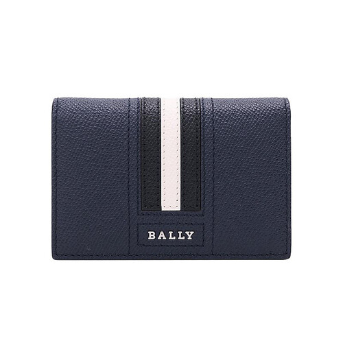 BALLY 巴利 奢侈品 男士翡翠蓝色黑白条牛皮卡片夹 TYKE.LT/17 6218027