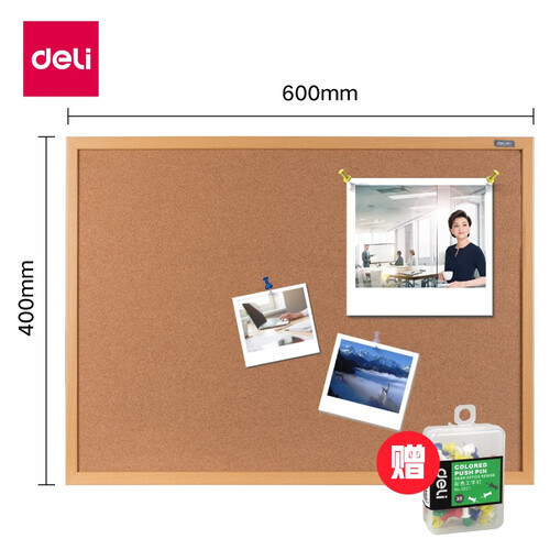 得力（deli）软木板 白板/留言板/照片墙（木边框、针插留言） 8765大号留言照片墙(1200mm*900mm)