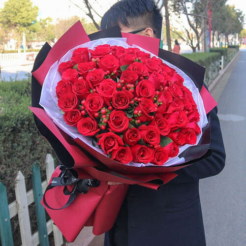 幽客玉品鲜花速递33朵红玫瑰花束礼盒香槟玫瑰表白生日礼物全国同城北京上海深圳广州沈阳送花上门 33朵红玫瑰——2019年新款花束