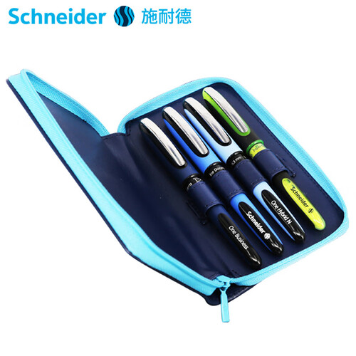 施耐德（Schneider）中性笔荧光笔礼盒德国进口商务办公会议直液式走珠笔顺滑书写水笔one星际套装