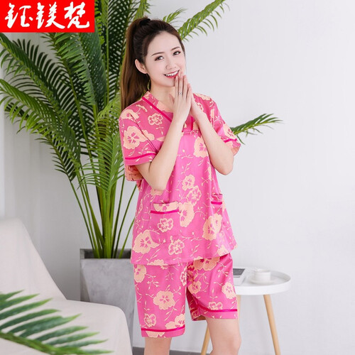 钰镁梵汗蒸服女款纯棉套装安然纳米情侣大码加厚桑拿洗浴服男款足疗按摩服 205女玫荷花高棉加密 XXL