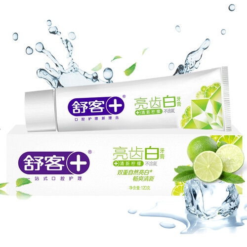 京东超市舒客 舒克亮齿白牙膏120g(清新柠檬)（口气清新 缓解口臭 减轻牙渍 减少软垢 洁白牙齿）新老包装随机发货