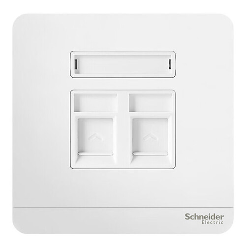 施耐德电气（Schneider Electric）双联超五类信息插座面板 双电脑网线插座 绎尚系列 镜瓷白色E8332RJS5_WE