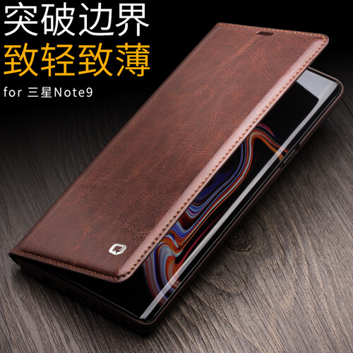 洽利三星note10+plus手机壳真皮全包插卡保护壳三星note9/10手机套翻盖商务保护皮套防摔 三星NOTE9超薄经典棕